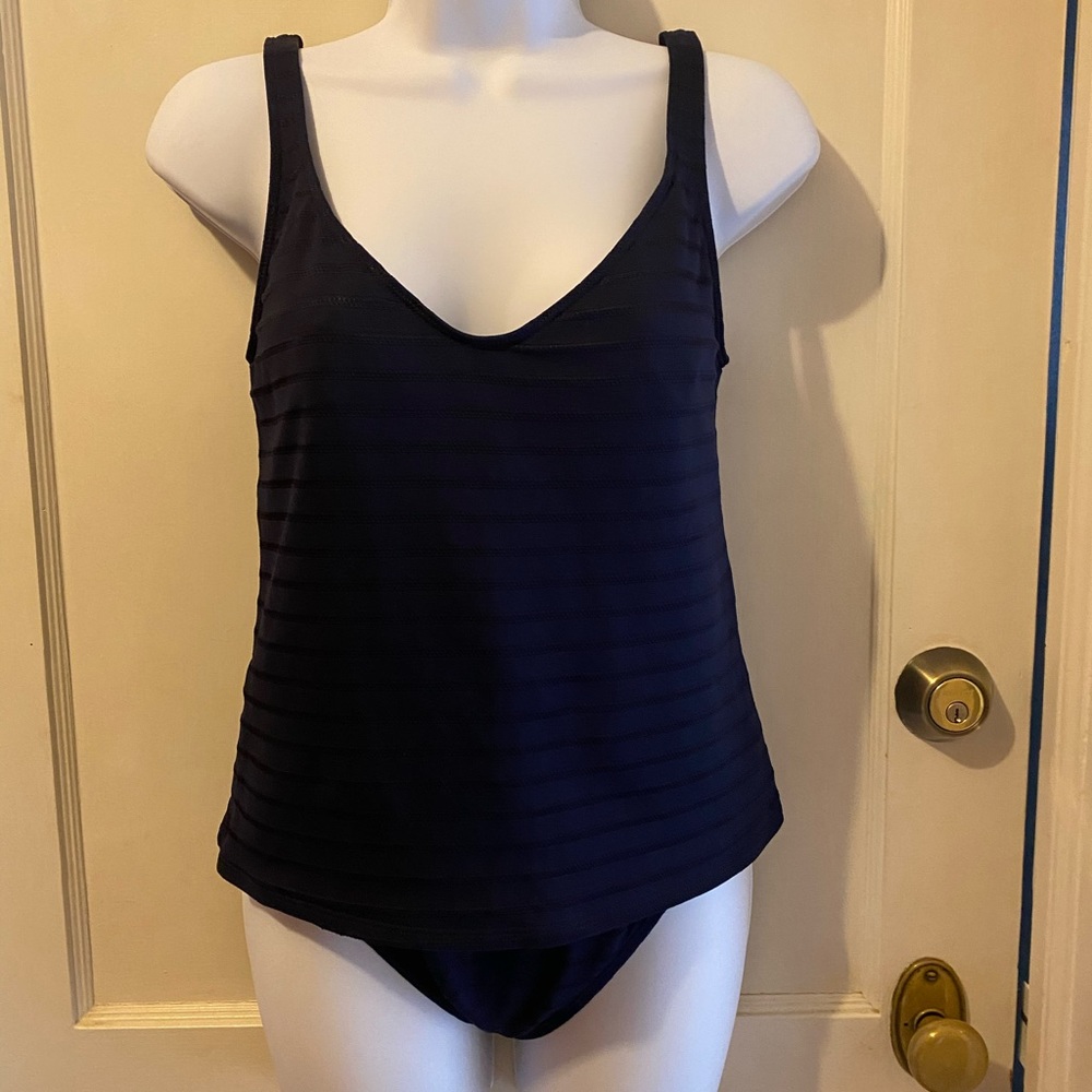 Anne Klein (2) Piece Swimsuit, Size 12 (Navy Blue)
